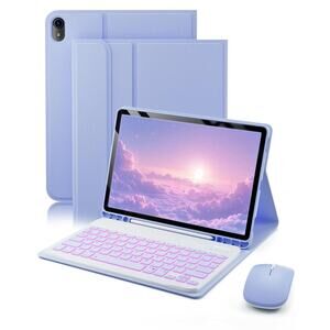 Purple Case with Backlite Keyboard & Mouse for iPad 10th Gen 2022 & 11th Gen 25